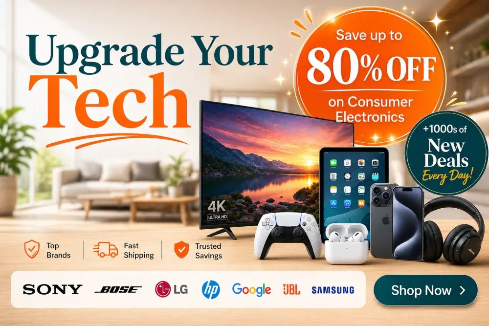 Upgrade your tech, save up to 80% on consumer electronics